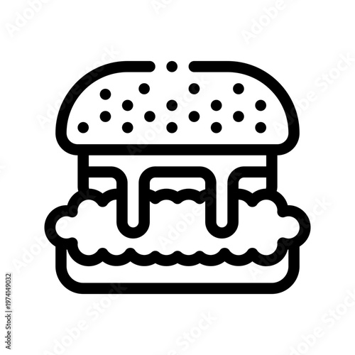 chicken burger line icon