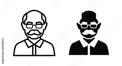 Two elderly men portraits one lighter and one dark a striking silhouette