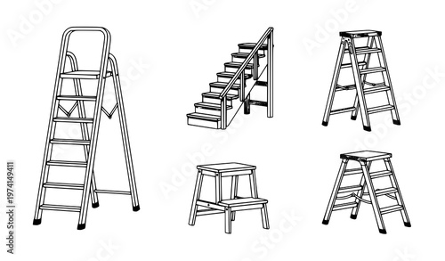 SEO-Friendly Title:
Step ladder vector icon set for home and DIY web design