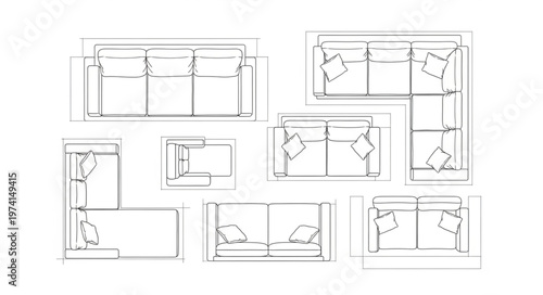 Detailed Furniture Layouts - Sofa and Sectional Configurations.
