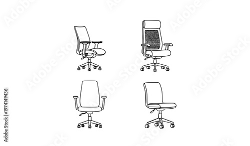 SEO-Friendly Title:
Modern desk chair vector icon set for office and web design