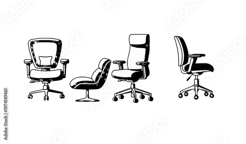 SEO-Friendly Title:
Stylized modern desk chair vector icons for web and interior design