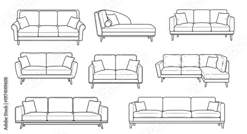 Collection of Sofa Designs - Elegant and Modern Furniture Sketches.