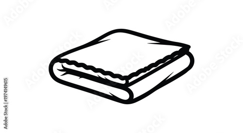 Folded towels neatly stacked simple black outline drawing graphic style silhouette