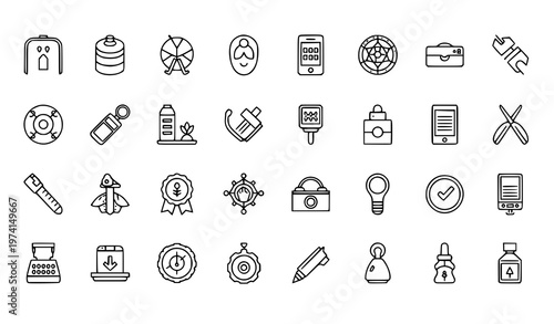 Knife properties linear icon set kitchen maintenance vector