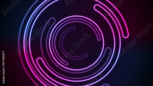 Blue purple glowing neon circles abstract hi-tech background