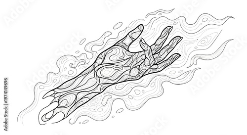 A hand reaching out from smoke.