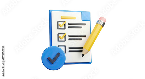 Checklist with Pencil and Check Mark