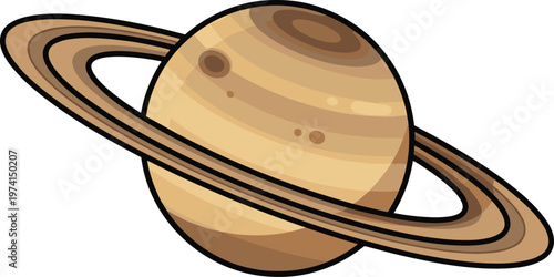 Saturn planet with rings illustration vector space astronomical celestial body isolated.