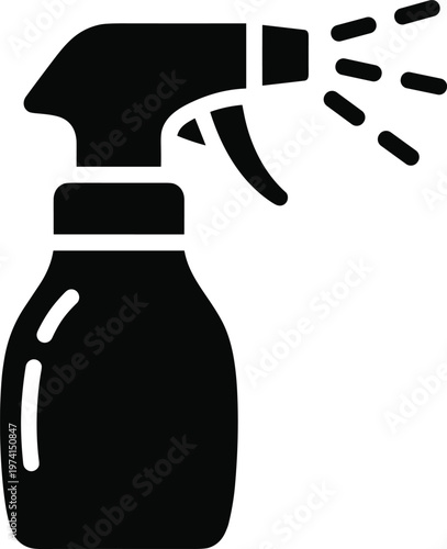Spray bottle icon for cleaning on transparent background, hygiene and sanitizing concept.