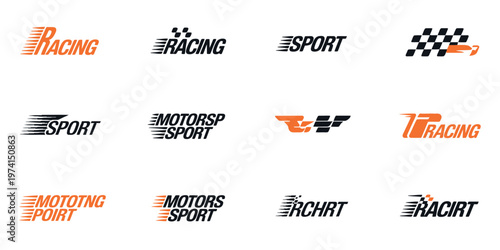 Racing stripes vector set, checkered flag stripes and racing tape borders, speed and motion concept, dynamic line elements, motorsport graphics, bold patterns for car decals