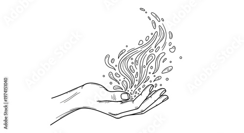 hand holding water splash.