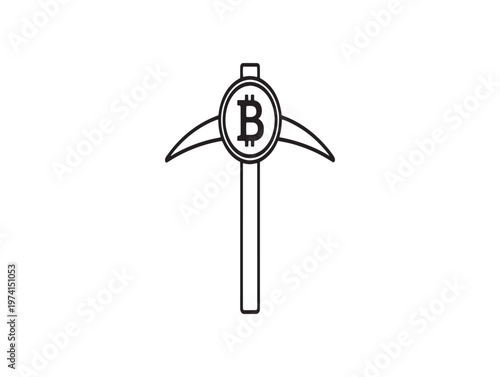 Bitcoin mining pickaxe icon a symbol of cryptocurrency extraction and digital finance