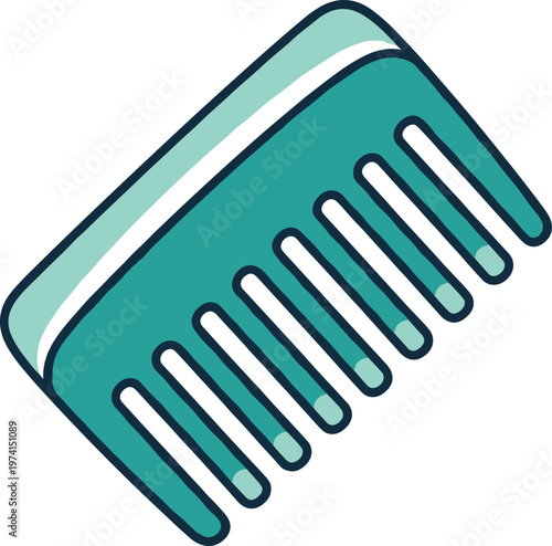Teal hair comb accessory for grooming and styling hair and personal care for beauty hygiene.