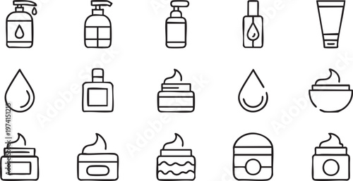 Minimal Beauty Product Line Icons for Skincare Packaging and Branding