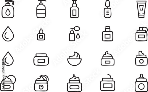 Cosmetic Skincare Icons Set for Beauty Products and Ecommerce Design