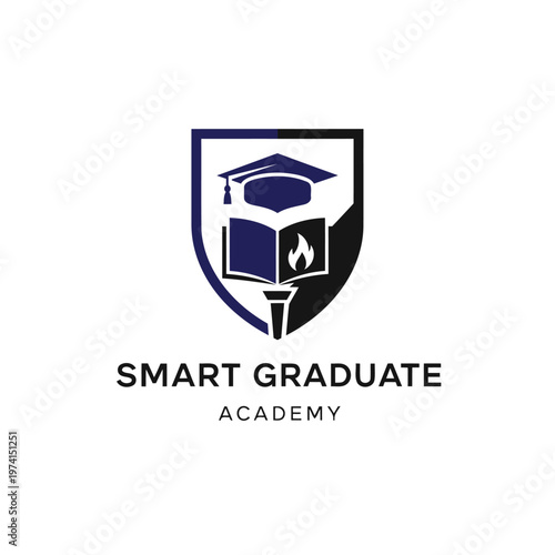 Graduate Toga Hat Pencil for School Education University College Academic Campus logo design.