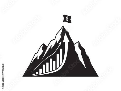 Financial growth and stability a mountain of progress with a rising chart