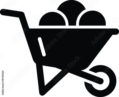 Wheelbarrow full of dirt and soil for gardening and construction work.