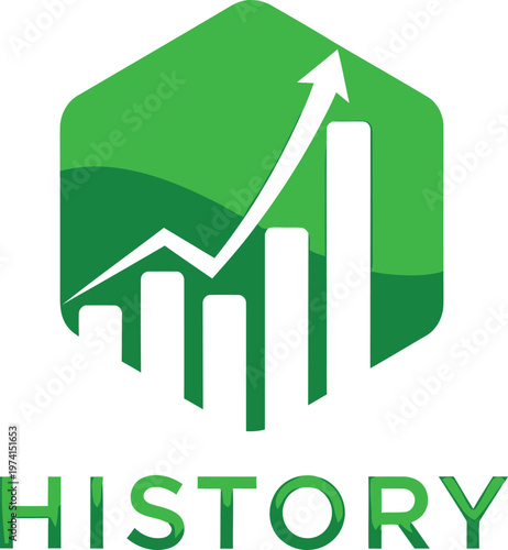 Green Graph Logo with Arrow on White Background