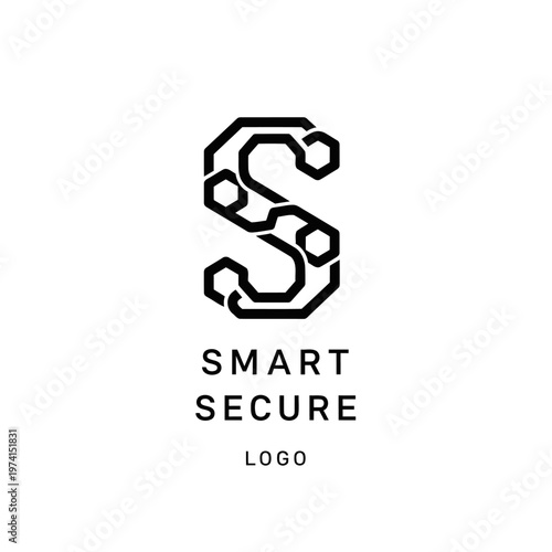 Smart Secure Logo Concept With Hexagon Tech S Monogram For Cyber Security And Technology Brands.