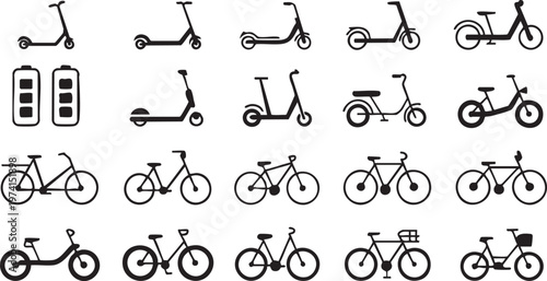Minimal Outline Transport Icons for Urban Commute and Mobility Solutions