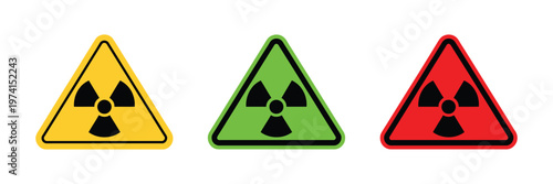 Radiation warning set, hazard symbols collection, nuclear danger signs, safety warning icons, toxic and radioactive alert graphics, caution labels for industrial, medical and environmental protection