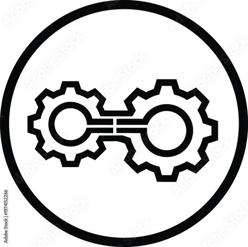 Interconnected Gears in Circle Isolated on White Background