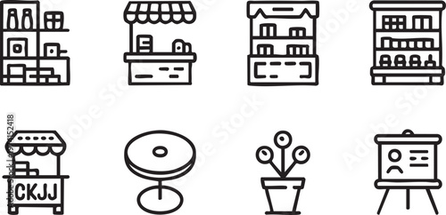 Minimal Outline Retail Icons for Business and Shopping Applications