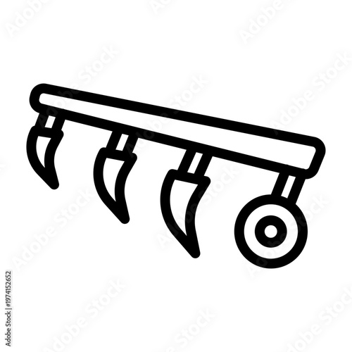 Plowing Machine Vector Line Icon Design