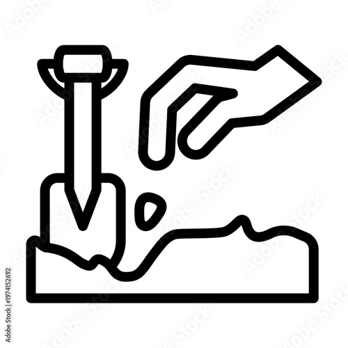 Seed Sowing Vector Line Icon Design