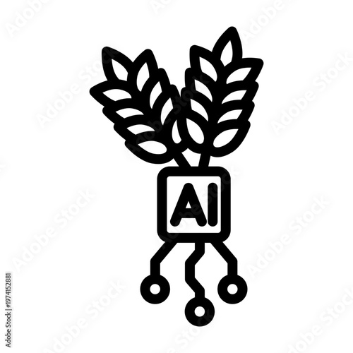 AI Agriculture Vector Line Icon Design