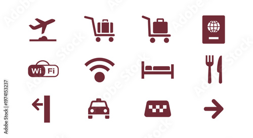 Minimal Airport Signage Icon Set Collection