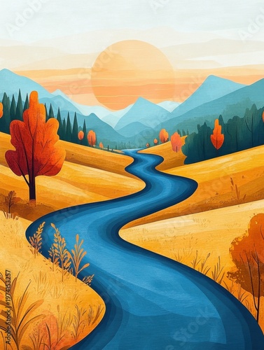 Serene Autumn River Landscape