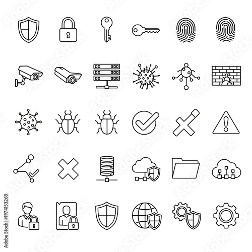 Security icons and symbols set.