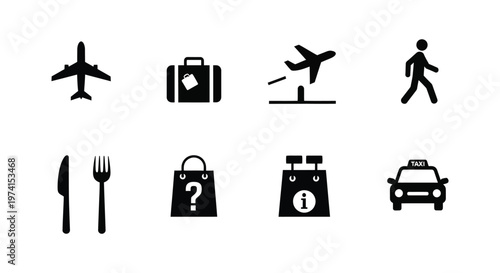 Minimal Airport Signage Icon Set Collection