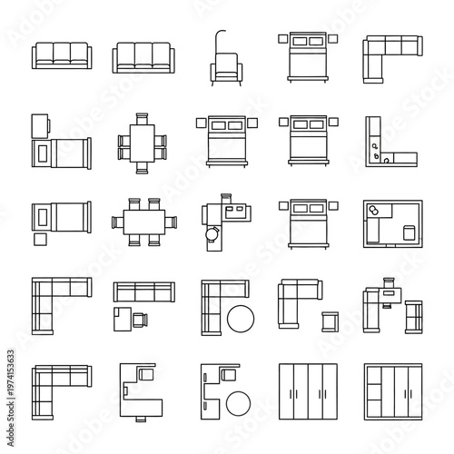 Various furniture floor plan designs.
