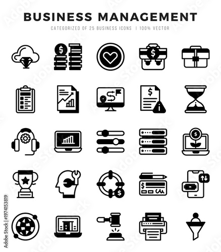 Business Management. Lineal Filled icons Pack. vector illustration.