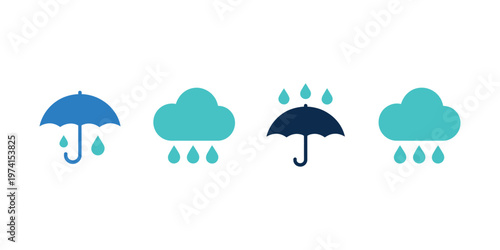 Rainy weather scene, falling raindrops, cloudy sky atmosphere, wet streets and reflections, monsoon mood, nature background, calm and fresh environment, seasonal climate