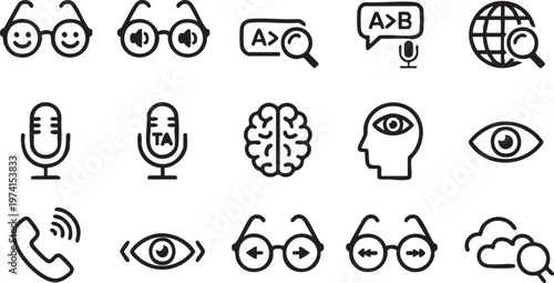 Minimal AI Voice and Speech Line Icons for Communication Apps