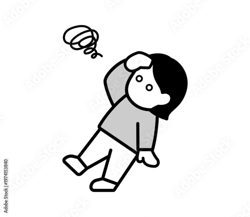 めまいで倒れる女性のイラスト（医療・症状）