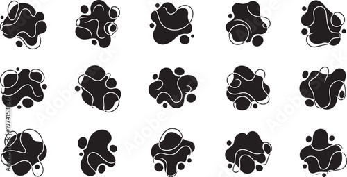 Abstract Black and White Liquid Shape Patterns Design