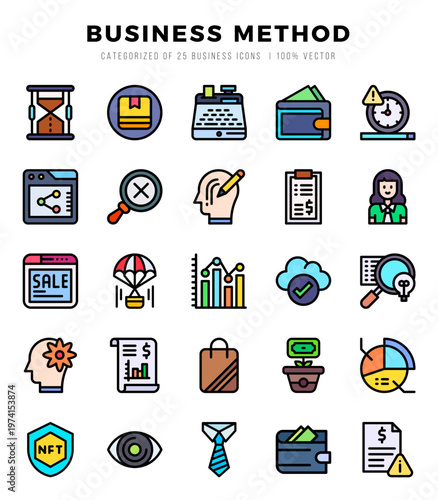 Business Method icons set for website and mobile site and apps.