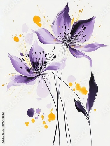 Purple Floral Abstract Painting