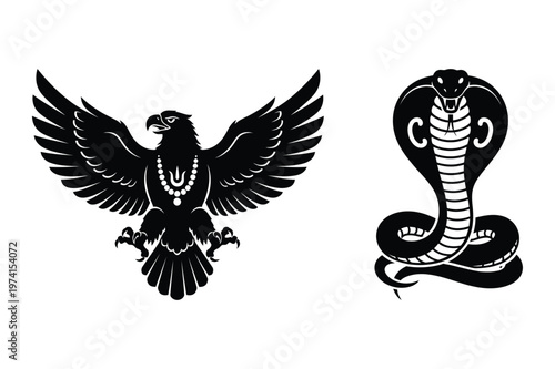 Eagle and cobra with predator wildlife strength mythology folklore venomous