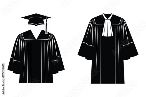 Academic and legal robes with graduation academic education doctorate