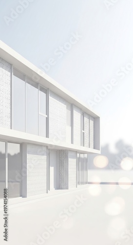 Modern architectural design with large glass windows and minimalist aesthetic.