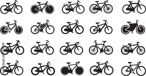 Bicycle Silhouettes in Various Positional Patterns Displayed