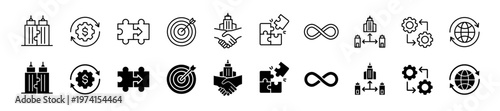 Business Integration icon set. Partnership and alliance symbol. Vector illustration.