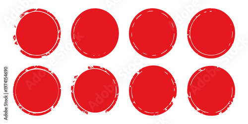 Eight red oval stamps arranged in a grid formation on a white background